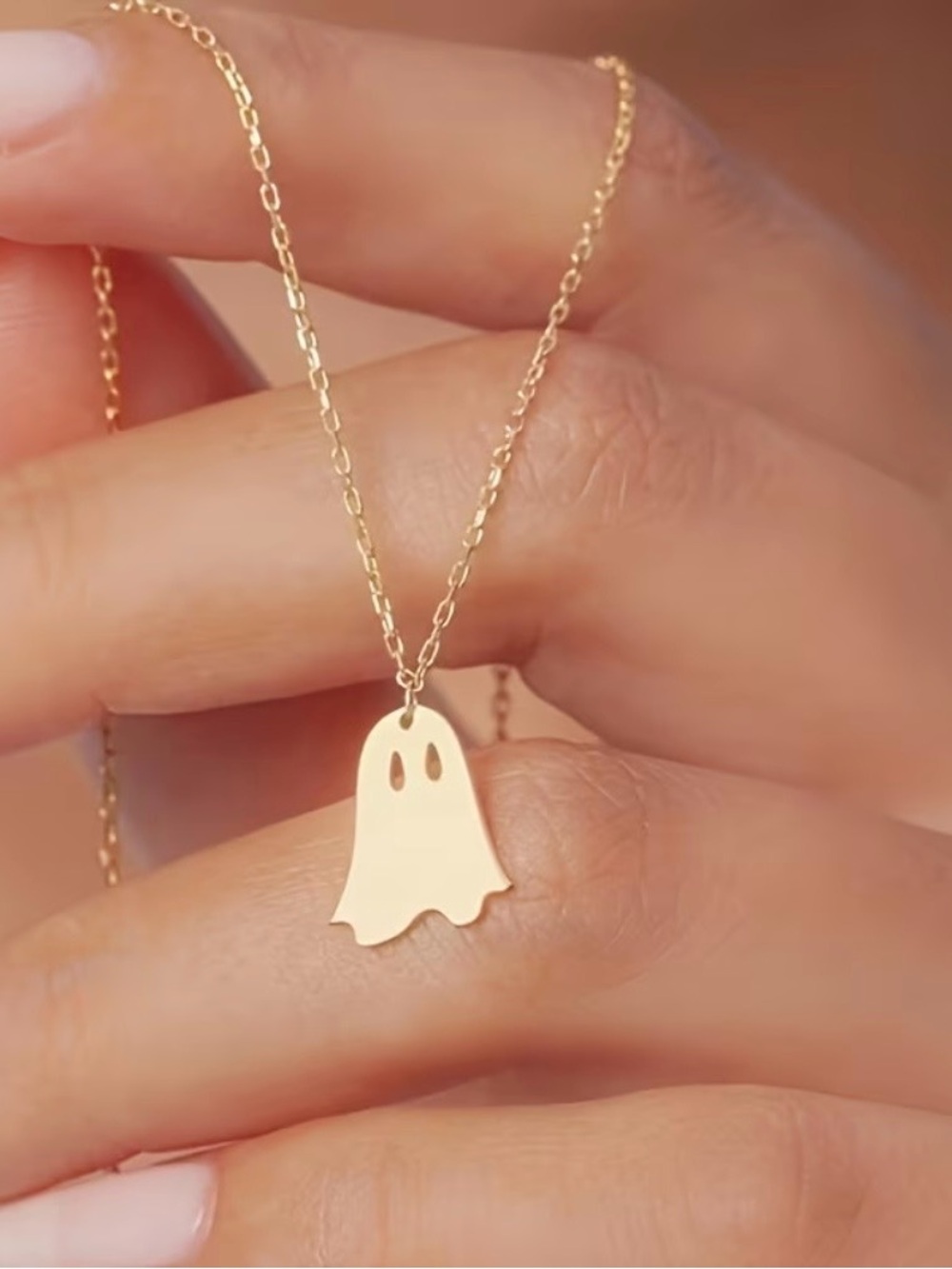 Gold Ghost Pendant Necklace - Women Jewelry